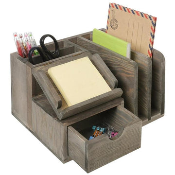 Gray Wood Desktop Organizer w/ Notepad Holder – MyGift