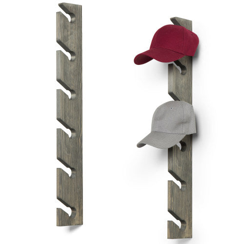 Vintage Gray Wood Baseball Cap Racks, Set of 2-MyGift