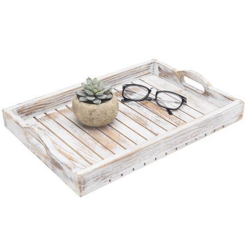 Shabby Chic Whitewashed Wood Serving Tray - MyGift