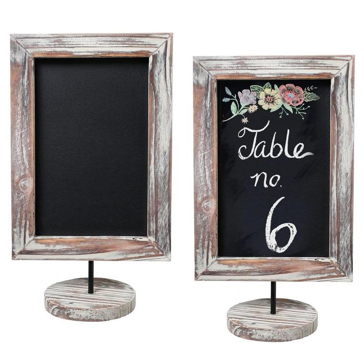 12-Inch Rustic Torched Wood Framed Tabletop Chalkboard Sign, Set of 2 - MyGift Enterprise LLC