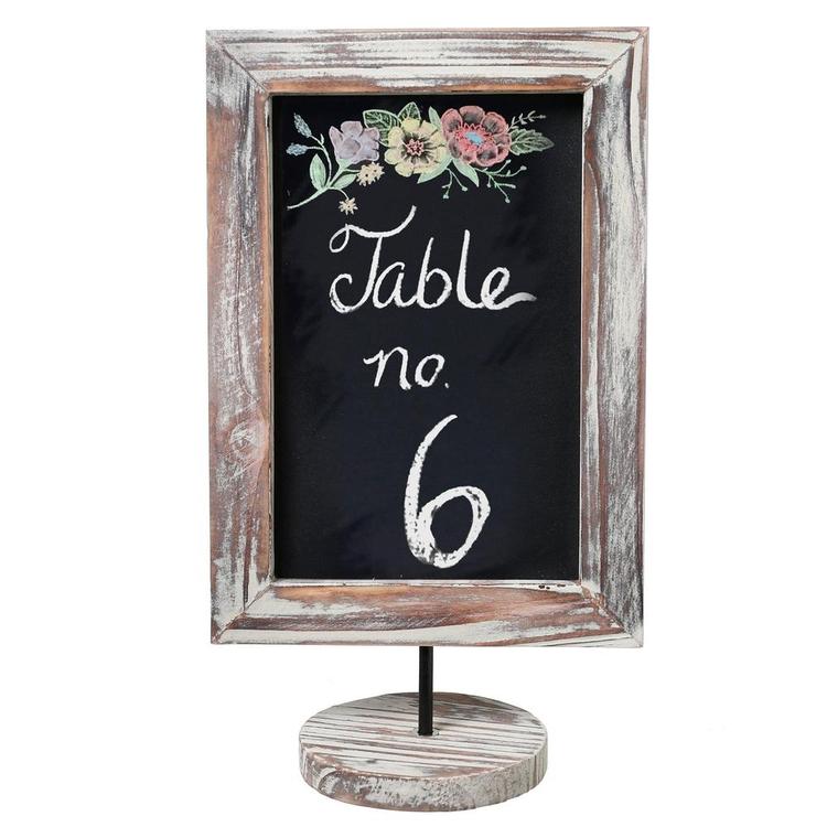 12-Inch Rustic Torched Wood Framed Tabletop Chalkboard Sign, Set of 2 - MyGift Enterprise LLC