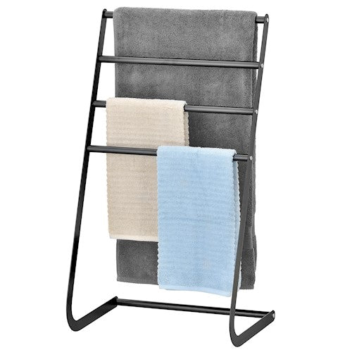 Freestanding Black Metal Towel Rack w/ 4 Tiers-MyGift