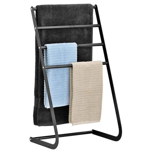 Freestanding Black Metal Towel Rack w/ 4 Tiers-MyGift