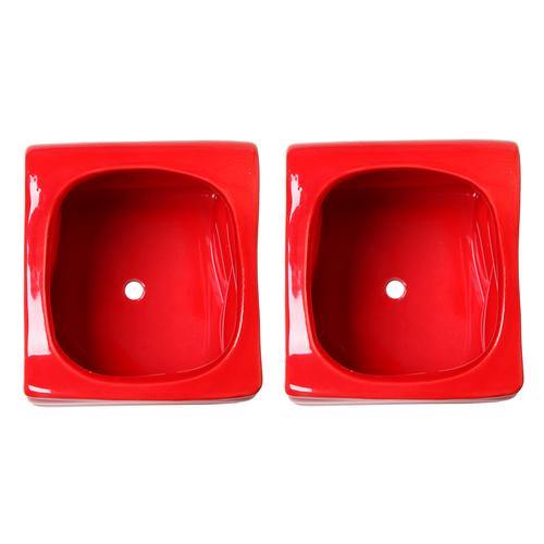 Small Red Modern Folded Design Ceramic Planter, Set of 2 - MyGift