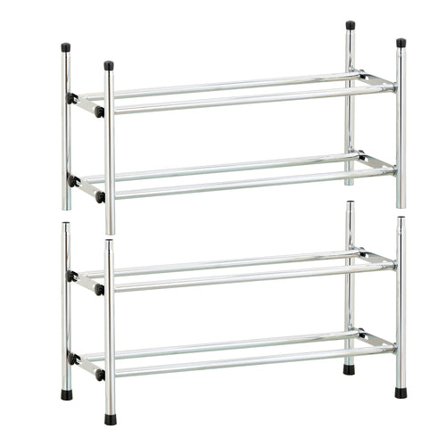 Organize It All Wooden Stackable Shoe Rack Chrome