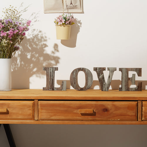 Farmhouse Style Torched Wood Cutout Letters 'Love'-MyGift