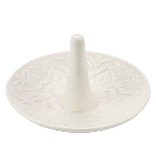 White Ceramic Ring Dish, Heart Design - MyGift