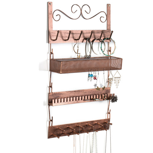 Bronze-Tone Metal Wall-Mounted Jewelry Rack-MyGift