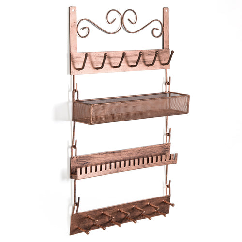 Bronze-Tone Metal Wall-Mounted Jewelry Rack-MyGift