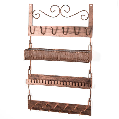 Bronze-Tone Metal Wall-Mounted Jewelry Rack-MyGift