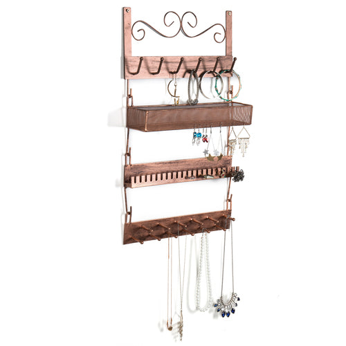 Bronze-Tone Metal Wall-Mounted Jewelry Rack-MyGift