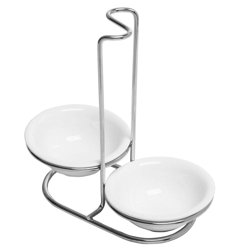 Modern White Ceramic and Stainless Steel Ladle Spoon Holder-MyGift