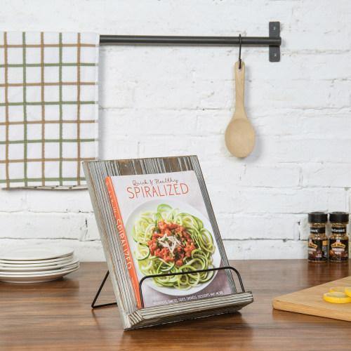 Torched Wood and Metal Cookbook Holder - MyGift