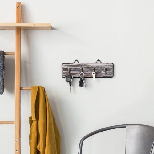 Torched Wood Key Rack