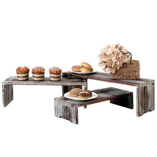 Torched Wood Retail Display Risers, Set of 3 - MyGift