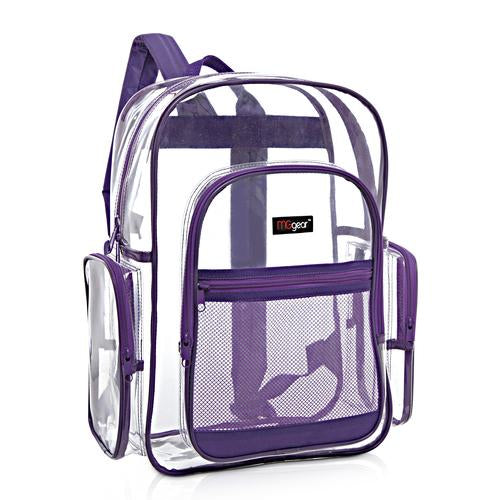 Transparent PVC Backpack with Purple Trim