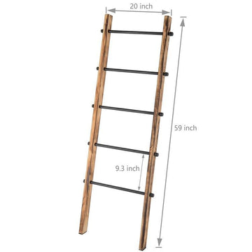 Urban Rustic Wall-Leaning Wood & Metal Blanket Ladder – MyGift