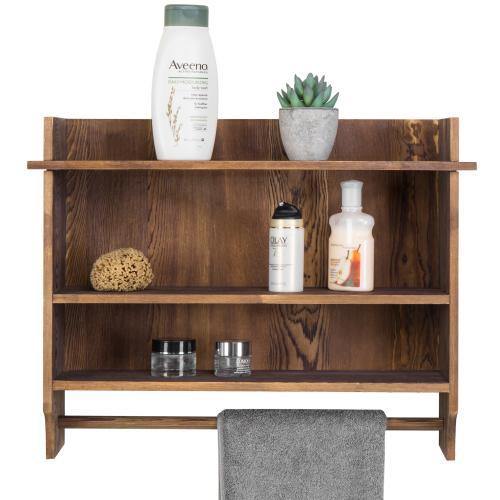 Urban Wood Bathroom Shelves with Towel Bar - MyGift