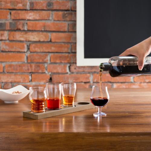 MyGift 5-Piece Variety Craft Beer Tasting Flight Set with 4 Glasses & Wood Paddle Serving Tray - MyGift Enterprise LLC