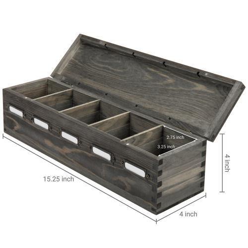 Gray Wood Tea and Condiment Organizer Storage Caddy with Compartments –  MyGift