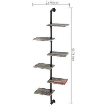 Wall Mounted Industrial Style Metal & Torched Wood Display Shelf – MyGift