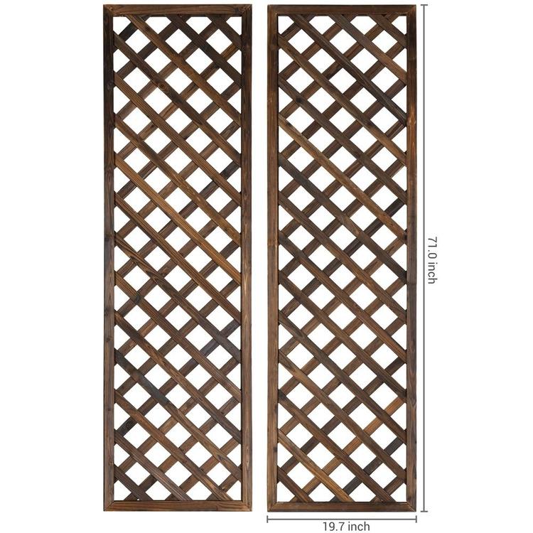 Wall-Mounted Rectangular Brown Wood Garden Trellis, Lattice Plant Screen, Set of 2 - MyGift Enterprise LLC