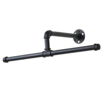 Wall-Mounted T-Bar Industrial Pipe Hanging Clothing Rack, Black – MyGift