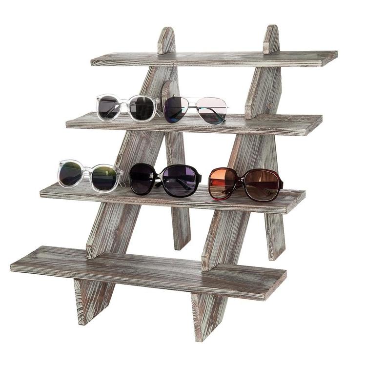 4-Tier Rustic Weathered Wood Retail Display Riser, Brown - MyGift Enterprise LLC