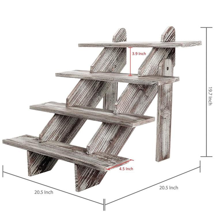 4-Tier Rustic Weathered Wood Retail Display Riser, Brown - MyGift Enterprise LLC