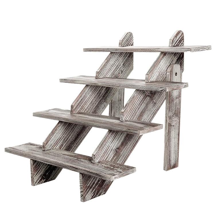 4-Tier Rustic Weathered Wood Retail Display Riser, Brown - MyGift Enterprise LLC