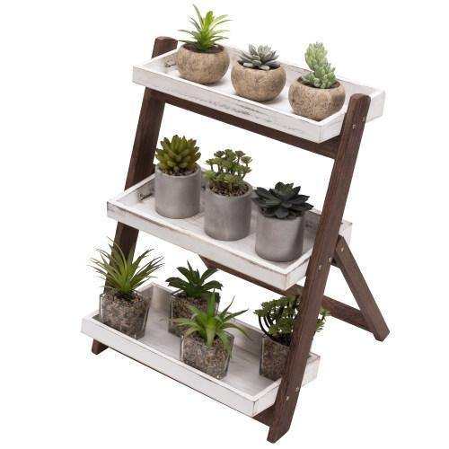 White/Burnt Brown Wood Display Shelves - MyGift