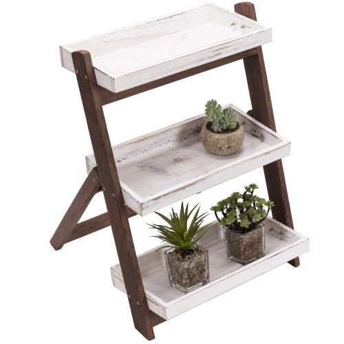 White/Burnt Brown Wood Display Shelves - MyGift