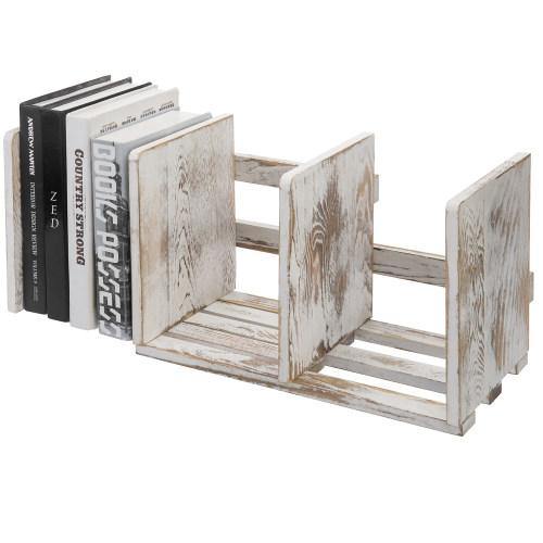 Whitewashed  Expandable Wood Desktop Bookshelf - MyGift