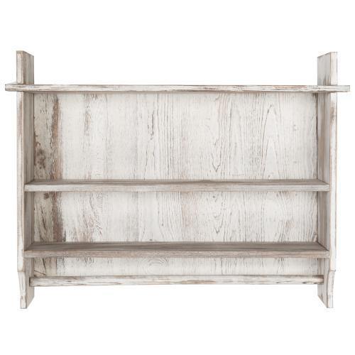 Whitewashed Wall Mounted Bathroom Organizer Rack with Towel Bar - MyGift