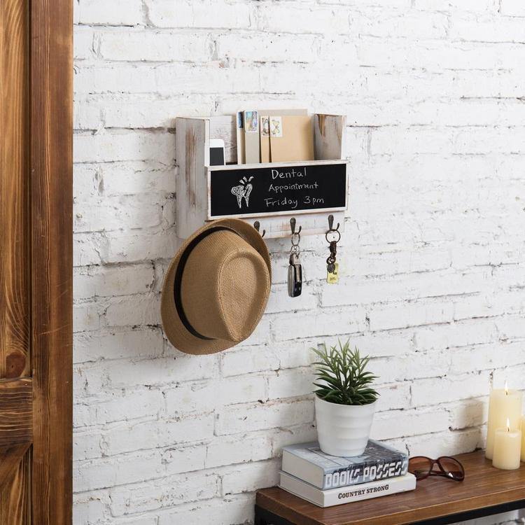 Whitewashed Wall-Mounted Mail Holder - MyGift