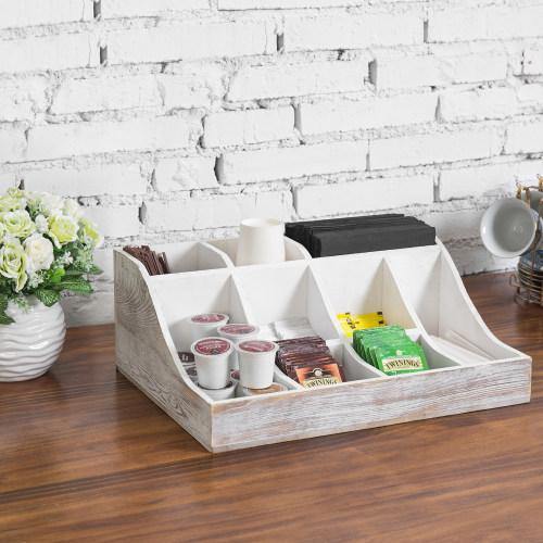 Whitewashed Wood Coffee & Tea Organizer - MyGift