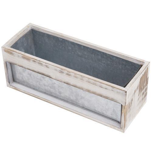 Whitewashed Wood & Galvanized Metal Planter - MyGift