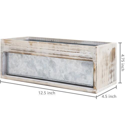 Whitewashed Wood & Galvanized Metal Planter - MyGift