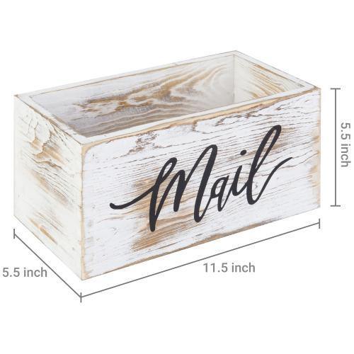 Whitewashed Wood Tabletop Mail Holder Box - MyGift