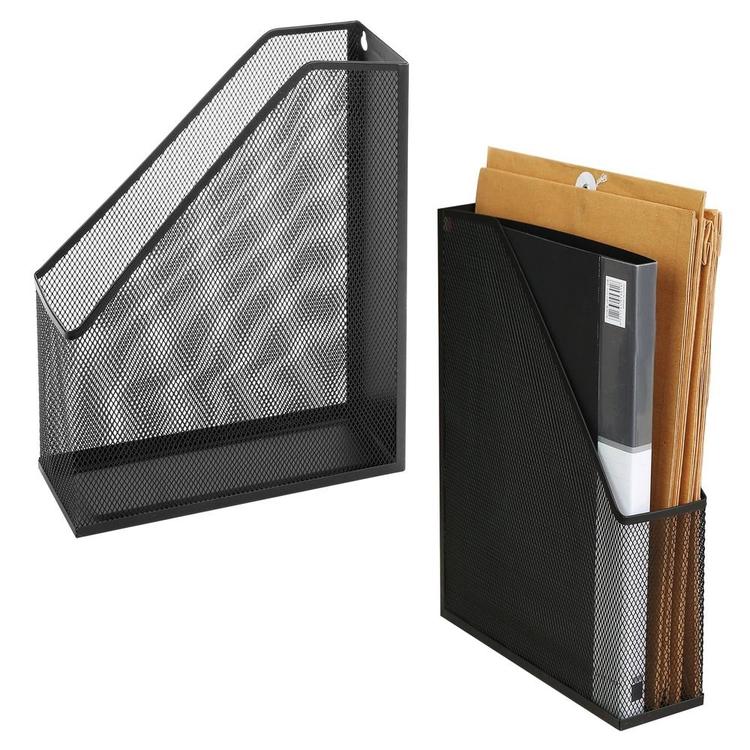 Wire Mesh Wall Mounted / Freestanding Document Rack, Set of 2, Black - MyGift Enterprise LLC