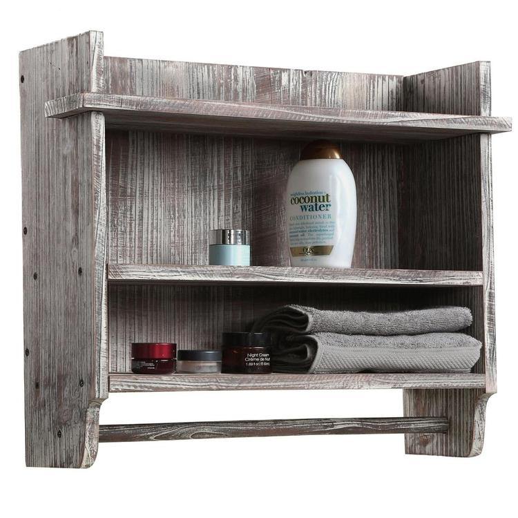 Wood Bathroom Organizer w/ Towel Bar - MyGift