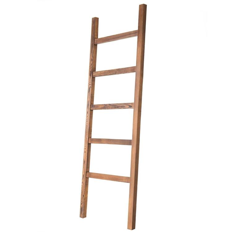 4.5-Foot Brown Wood Decorative Blanket Storage Ladder - MyGift Enterprise LLC