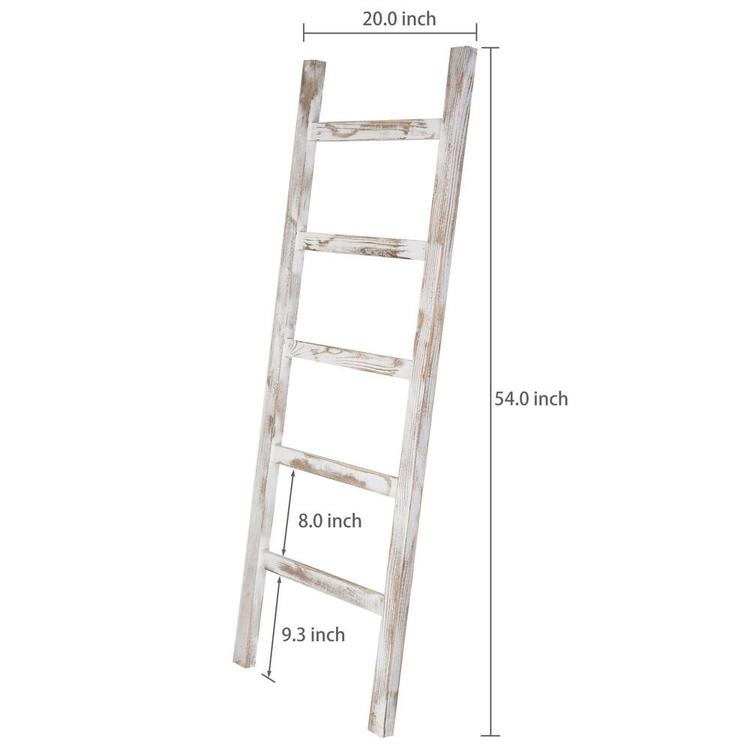 Whitewashed and Burnt Brown Wood Hanging Hand Towel Ladder – MyGift