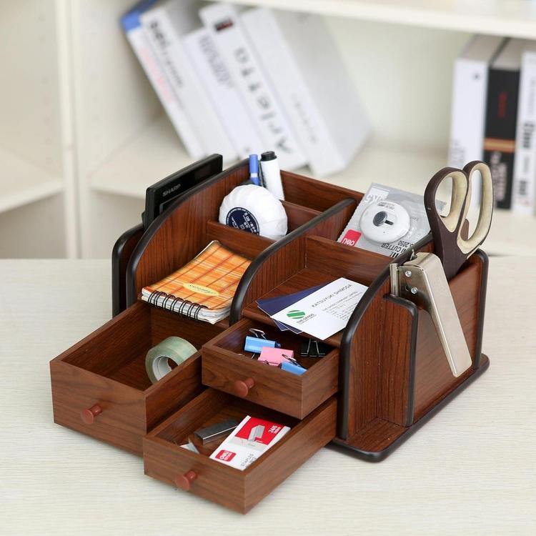 Wood Office Supplies Desk Organizer Rack - MyGift