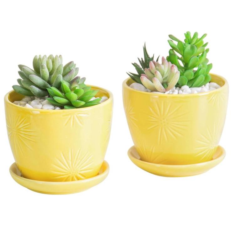 Set of 2 Plants Pot, 6 Inch Ceramic Planter Pot for Plants with